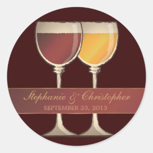 Sticker Rond Vieux Monde Rouge & Blanc Verre Vin Favoriser les 