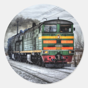 Sticker Rond Vieux moteur à vapeur Locomotive Train Photo