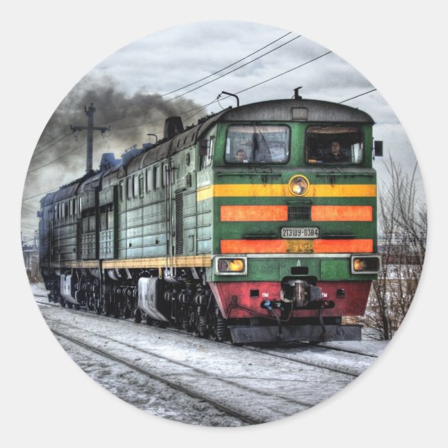 Sticker Rond Vieux moteur à vapeur Locomotive Train Photo (Devant)