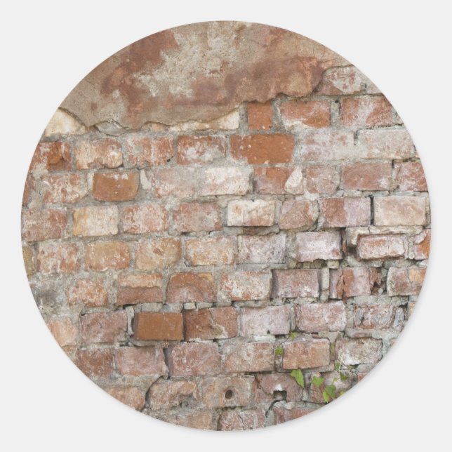 Sticker Rond Vieux mur en briques (Devant)