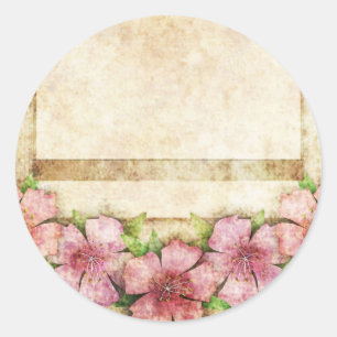 Sticker Rond Vieux papier peint floral