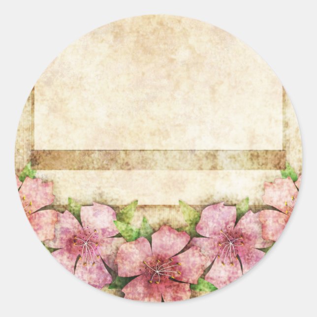 Sticker Rond Vieux papier peint floral (Devant)