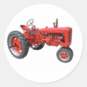 Sticker Rond vieux tracteur rouge