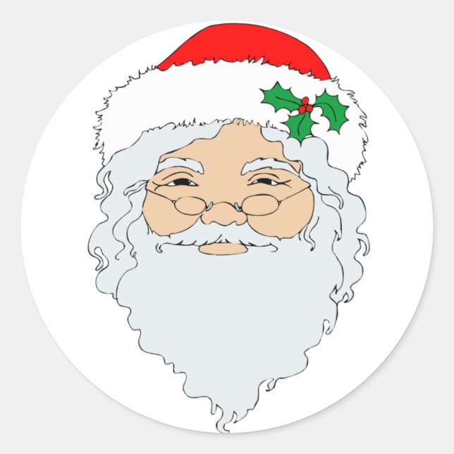 Sticker Rond Vieux visage du Père Noël (Devant)
