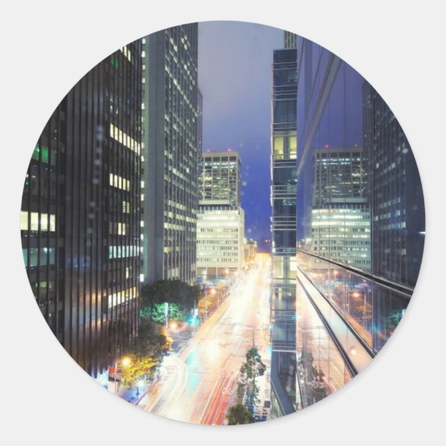 Sticker Rond View of financial district buildings (Devant)