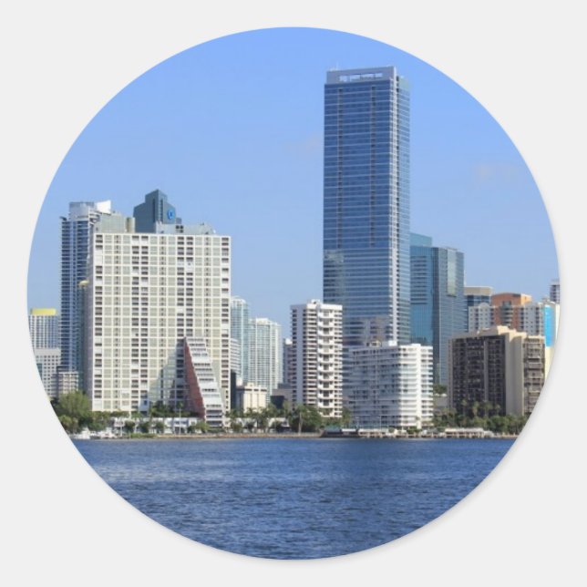 Sticker Rond View of Miami Skyline (Devant)