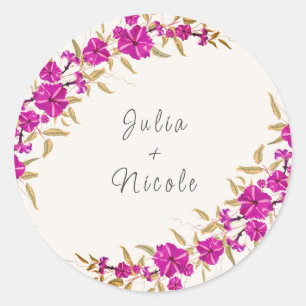 Sticker Rond Vigne à trompette sauvage violette Jardin de fleur