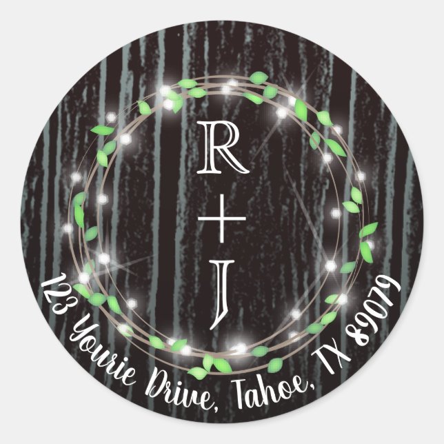 Sticker Rond Vigne rustique et lumières (Devant)