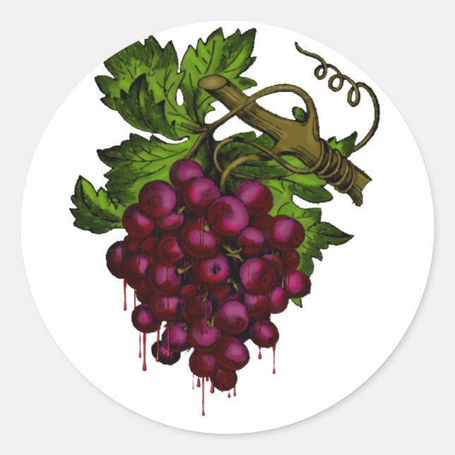 Sticker Rond Vigne sanglante Goth Fruit Horreur Art (Devant)