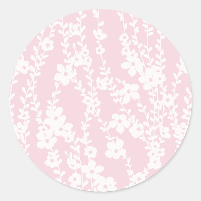 Sticker Rond Vignes florales (rose) (Devant)