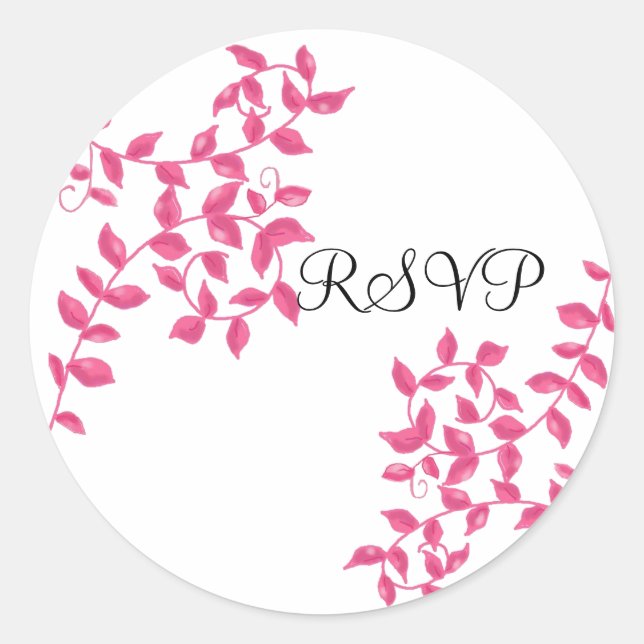 Sticker Rond Vignes Rose Chaud RSVP (Devant)