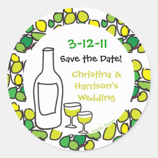 Sticker Rond Vignoble Mariage Enregistrer le Mariage Date Stick