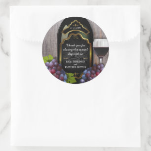 Sticker Rond Vignoble rustique Vignoble Mariage Favor Merci