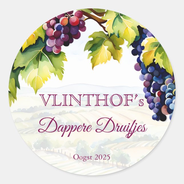 Sticker Rond Vignoble vin été nuptiale douche imprimé (Devant)