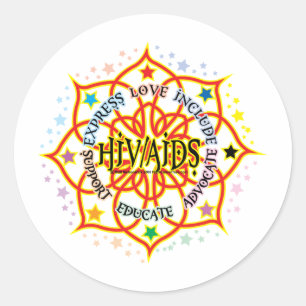 Sticker Rond VIH/sida Lotus