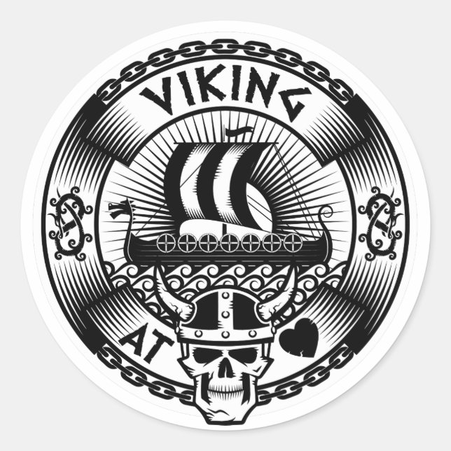 Sticker Rond Viking au coeur (Devant)