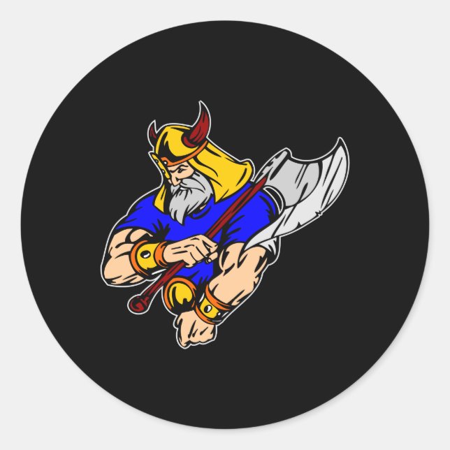 Sticker Rond Viking noir prier (Devant)