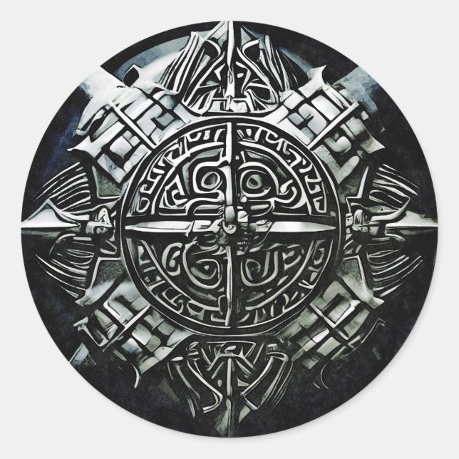 Sticker Rond Viking protège la première ligne de défense (Devant)