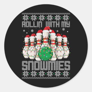 Sticker Rond Vilain Bowlers De Noël Lover Rollin Avec M