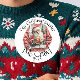 Sticker Rond Vilain Sweater Pub Crawl Activité Boire