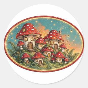 Sticker Rond Village Champignon