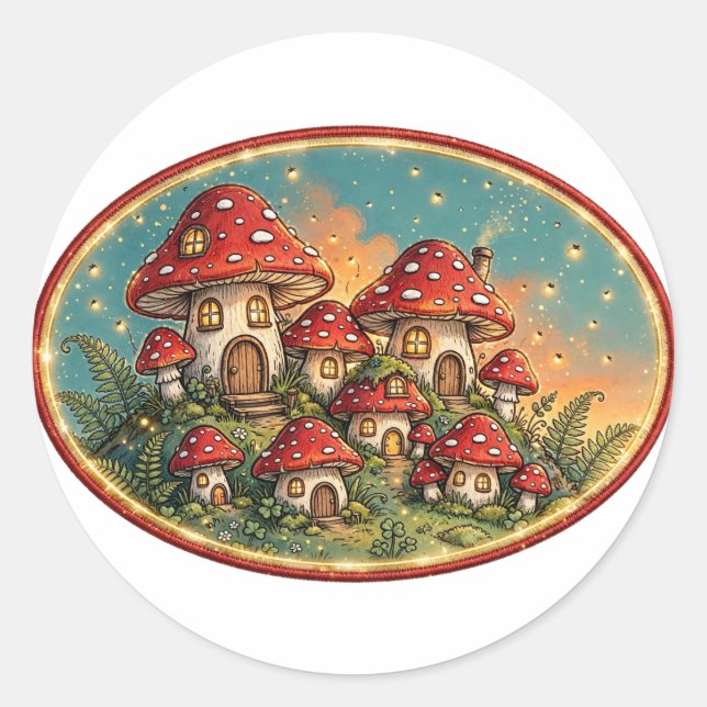 Sticker Rond Village Champignon (Devant)