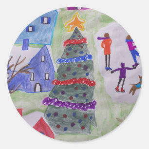 Sticker Rond Village de Noël