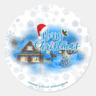 Sticker Rond Village de Noël magique