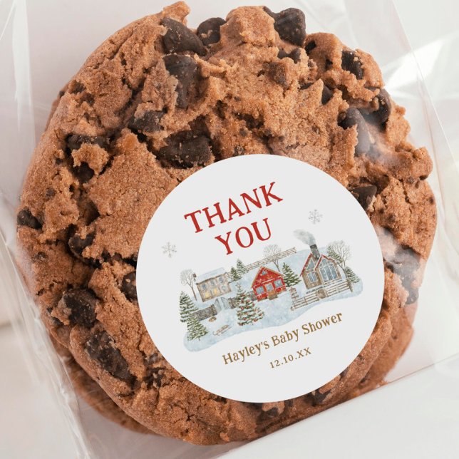 Sticker Rond Village neige - Merci de vacances hiver (Créateur téléchargé)