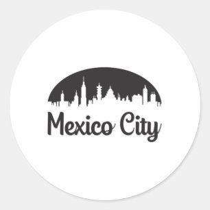 Sticker Rond Ville de Mexico City Skyline Voyage drôle Idée cad