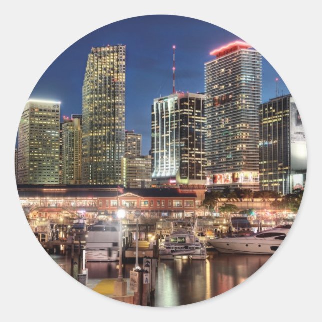 Sticker Rond Ville de Miami en Floride (Devant)