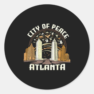 Sticker Rond Ville de Paix Atlanta Souvenir Hommes Femmes Géorg