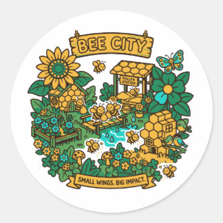 Sticker Rond Ville des abeilles Petites ailes, grand impact 
