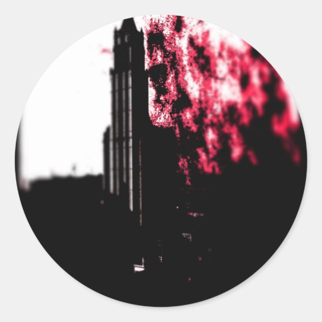 Sticker Rond Ville en feu (Devant)