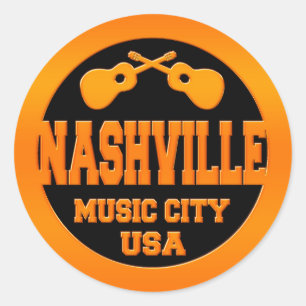 Sticker Rond Ville Etats-Unis de musique de Nashville