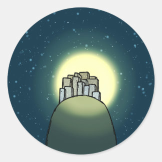 Sticker Rond Ville sur une colline