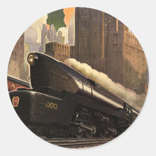 Sticker Rond Ville vintage, train duplex T1 sur les voies ferré