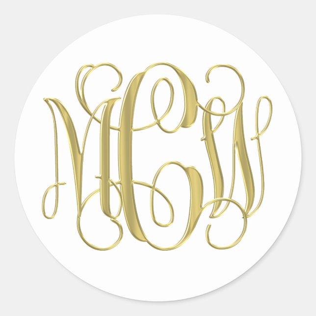 Sticker Rond Vin blanc Preppy Script Monogramme do-it-yourself  (Devant)