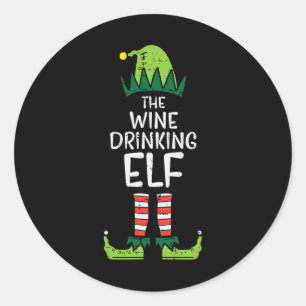 Sticker Rond Vin Boire Elf Noël Pour Maman De Famille