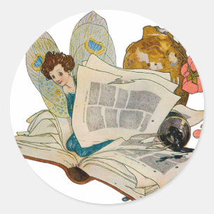 Sticker Rond Vin de livre Fairy