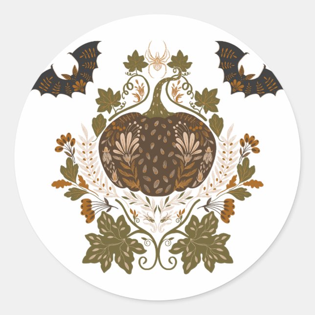 Sticker Rond Vin de Witch Halloween design Citrouille (Devant)