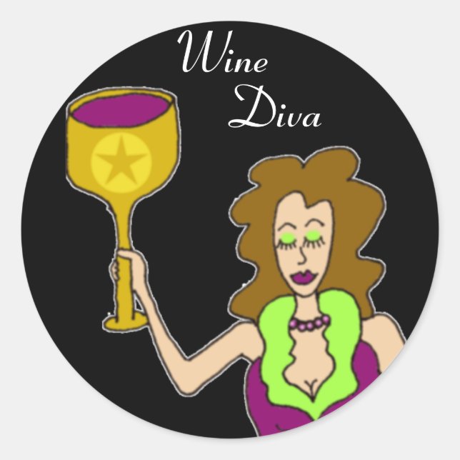 Sticker Rond Vin Diva foncé (Devant)