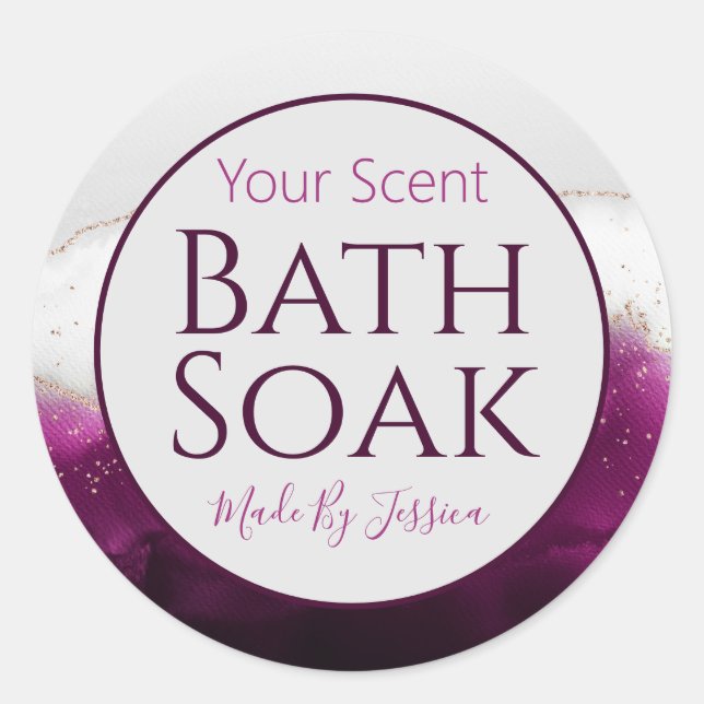 Sticker Rond Vin d'or violet à la main Bombe Salt Soin (Devant)