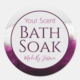 Sticker Rond Vin d'or violet à la main Bombe Salt Soin