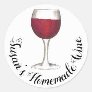 Sticker Rond Vin maison Vin rouge personnalisé Verre de vin rou