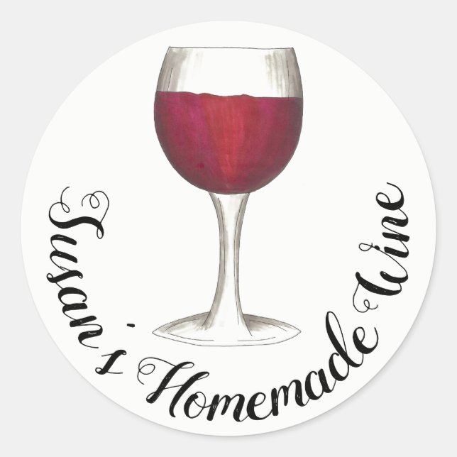 Sticker Rond Vin maison Vin rouge personnalisé Verre de vin rou (Devant)