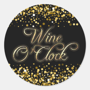 Sticker Rond Vin O'Clock Gold Sparkle