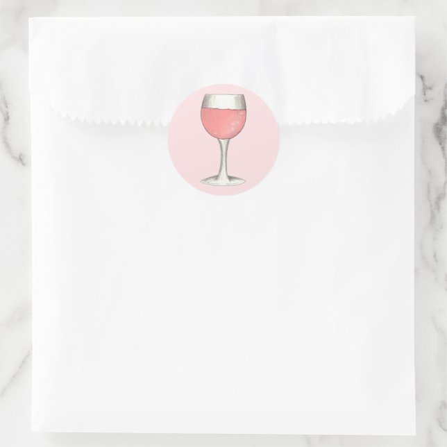 Sticker Rond Vin rose Rosé Blush Verre Fête des mariées vinicol (Sac)