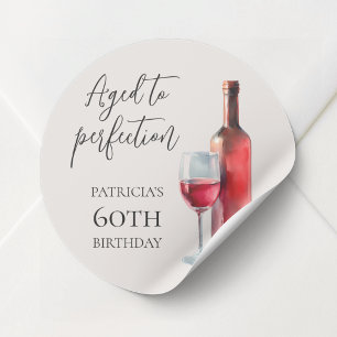 Sticker Rond Vin rouge vieilli à la perfection pour fête d'anni