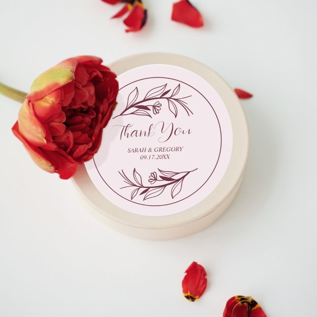 Sticker Rond Vin Ruby Simple Boho Merci Mariage Faveur (Créateur téléchargé)